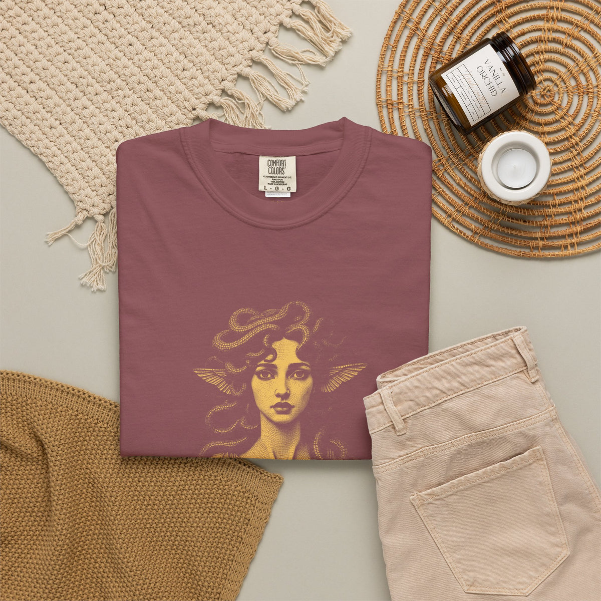 Medusa · “Look again.” — Garment-Dyed One-Ink Tee