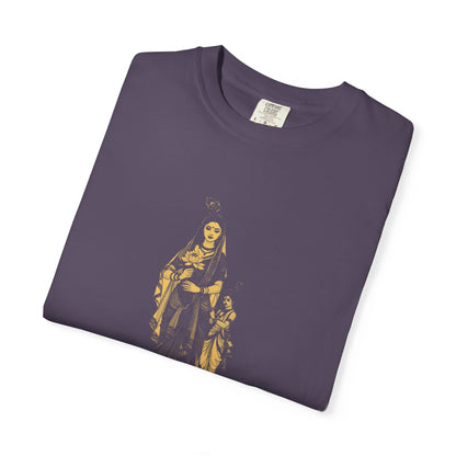 Radha · “Her name comes first.” — Garment-Dyed One-Ink Tee