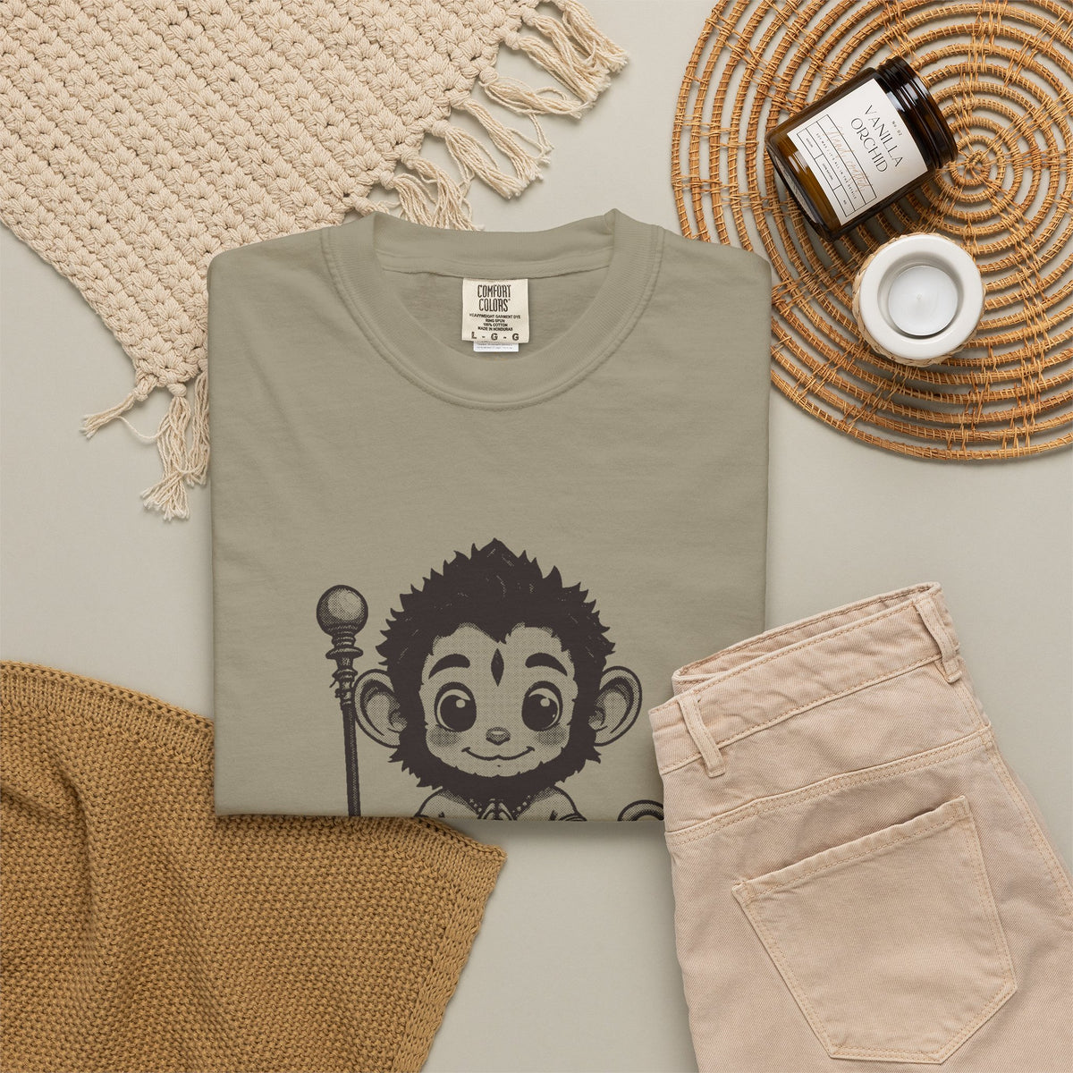 Hanuman · “Brought the whole mountain.” — Garment-Dyed One-Ink Tee