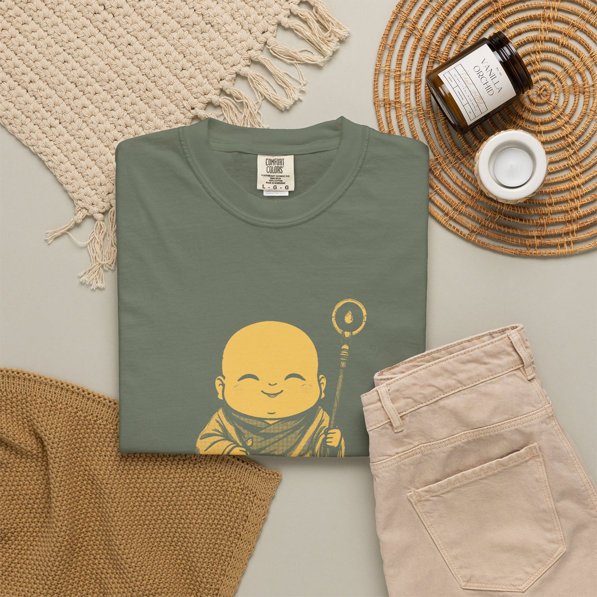 Jizō · “Travel buddy.” — Garment-Dyed One-Ink Tee