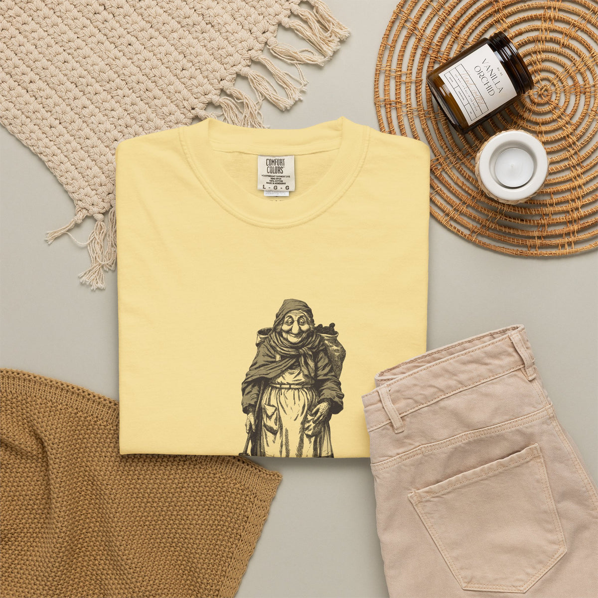 La Befana · “Sweep the old year out.” — Garment-Dyed One-Ink Tee