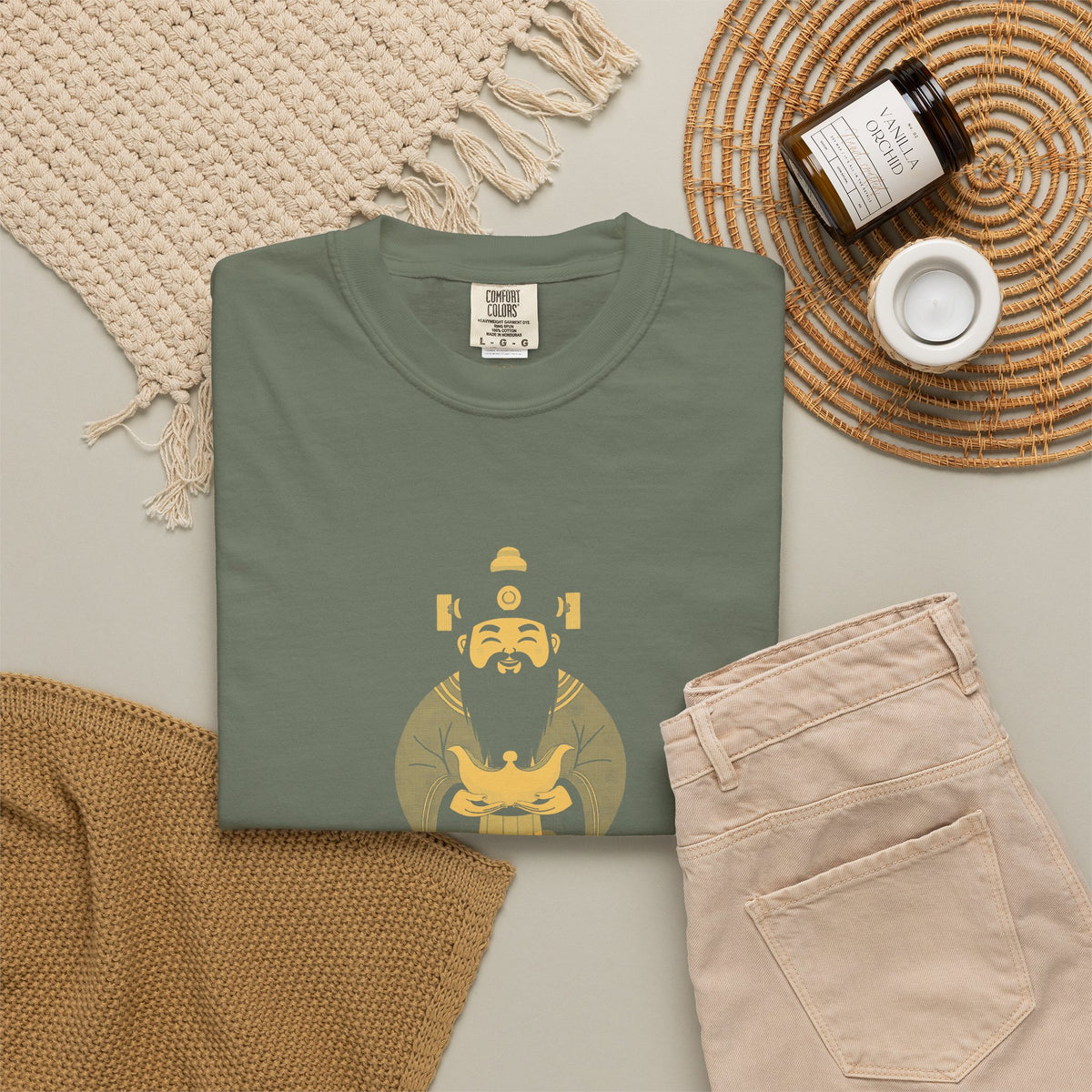 Caishen: The Civil God of Wealth — Garment-Dyed One-Ink Tee
