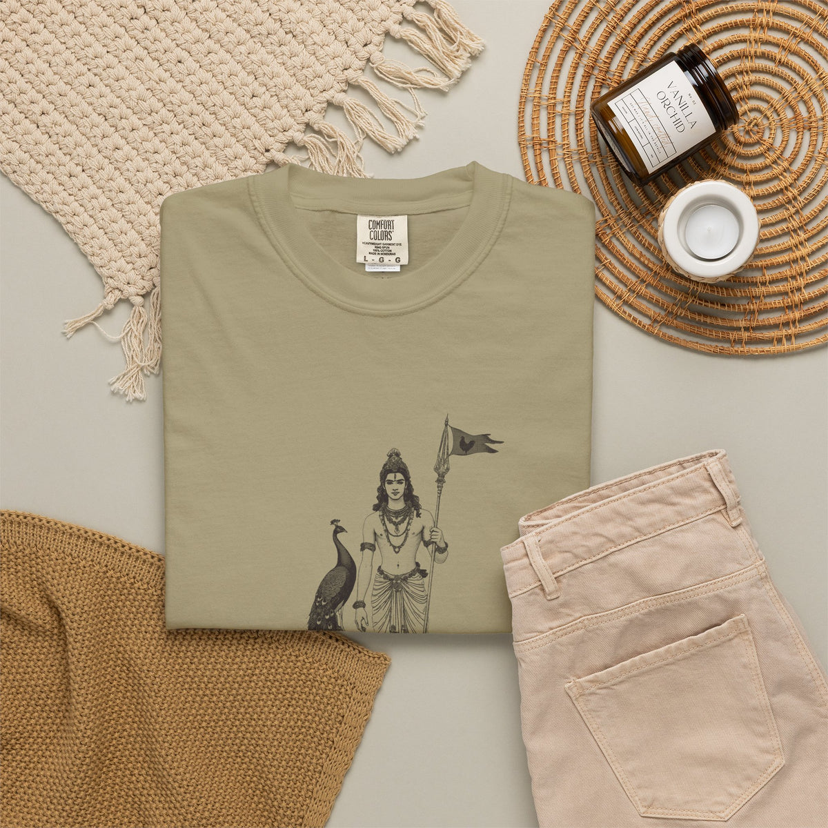 Murugan: Rider of the Peacock — Garment-Dyed One-Ink Tee