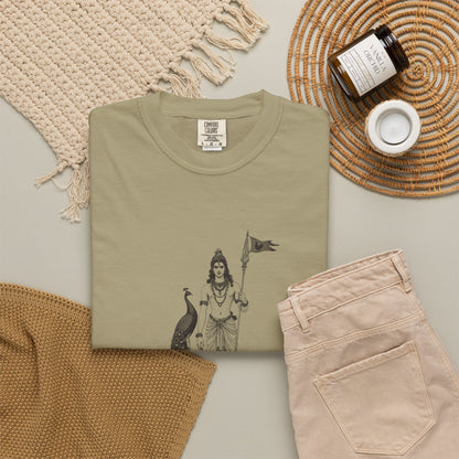 Murugan: Rider of the Peacock — Garment-Dyed One-Ink Tee