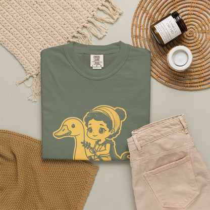 Aphrodite · “Riding a goose, obviously.” — Garment-Dyed One-Ink Tee