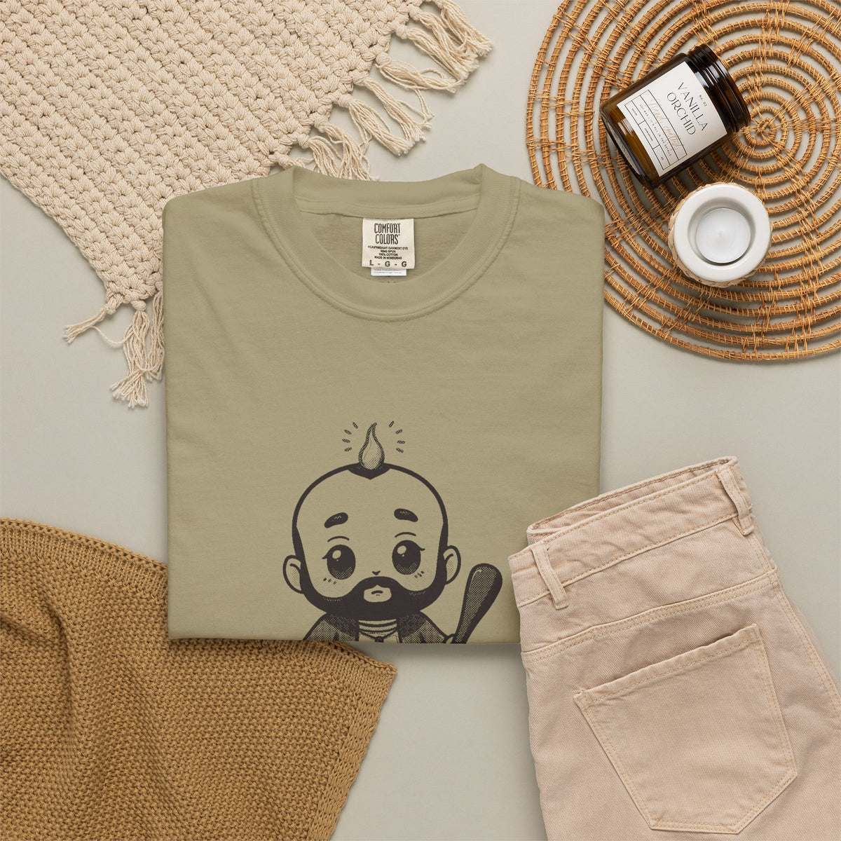 St Jude Thaddeus: Bearer of the Pentecost Flame — Garment-Dyed One-Ink Tee