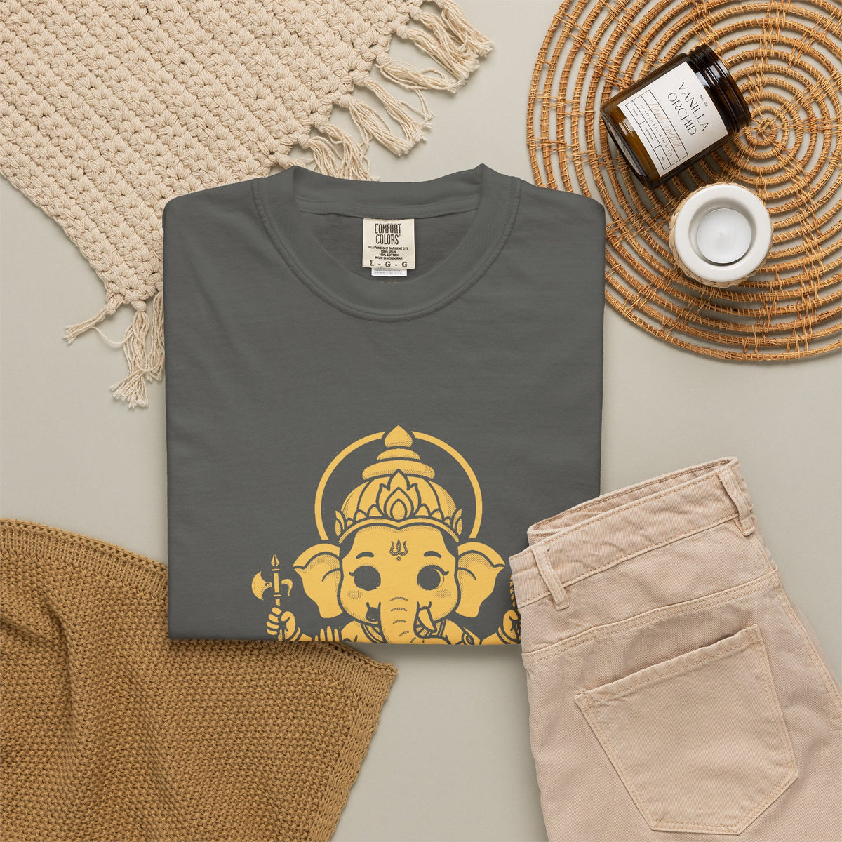 Ganesha · “First things first.” — Garment-Dyed One-Ink Tee