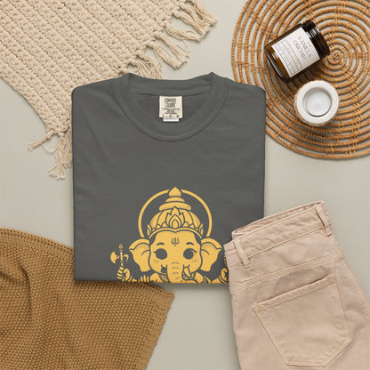 Ganesha · “First things first.” — Garment-Dyed One-Ink Tee
