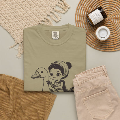 Aphrodite · “Riding a goose, obviously.” — Garment-Dyed One-Ink Tee