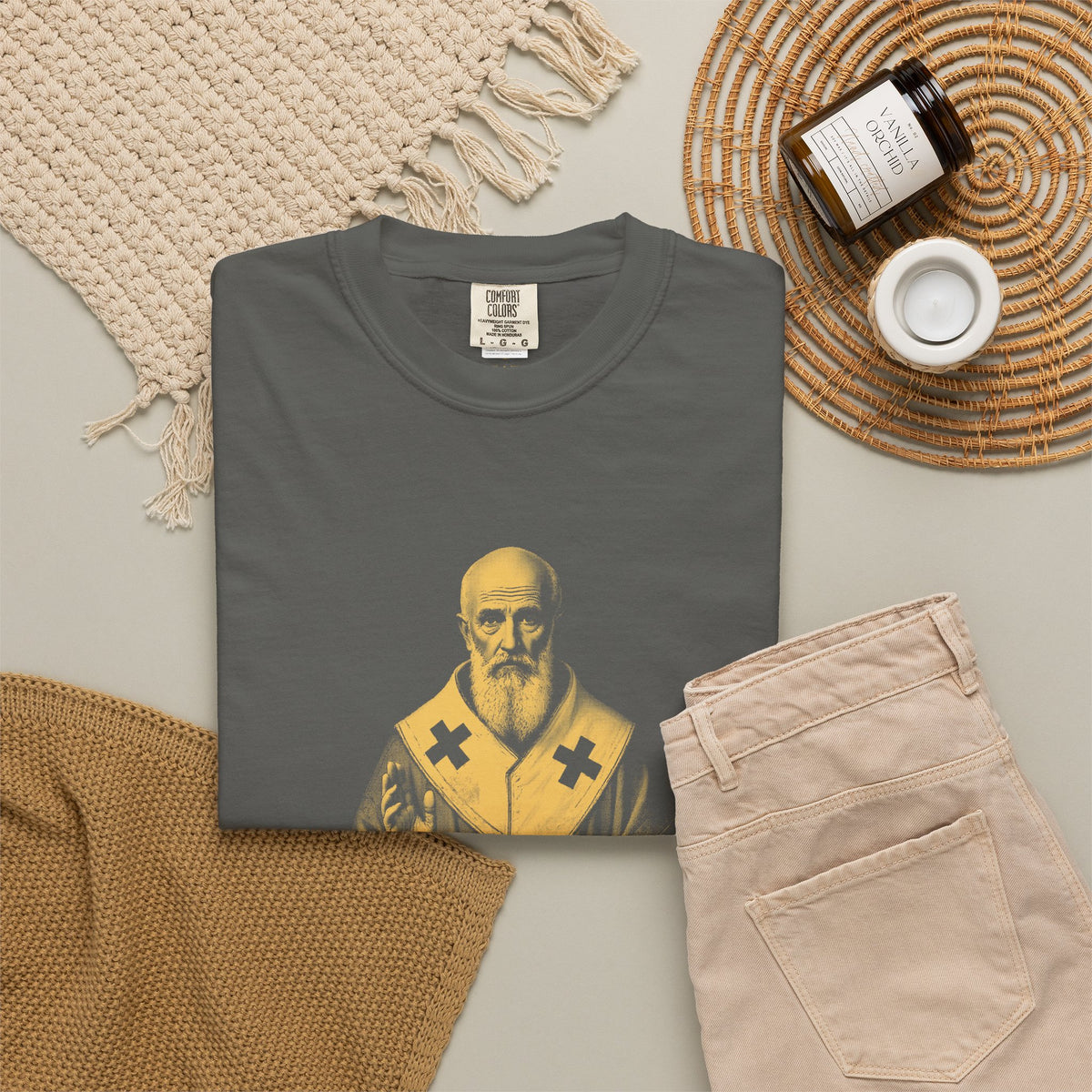 St Nicholas of Myra · “Give in secret.” — Garment-Dyed One-Ink Tee