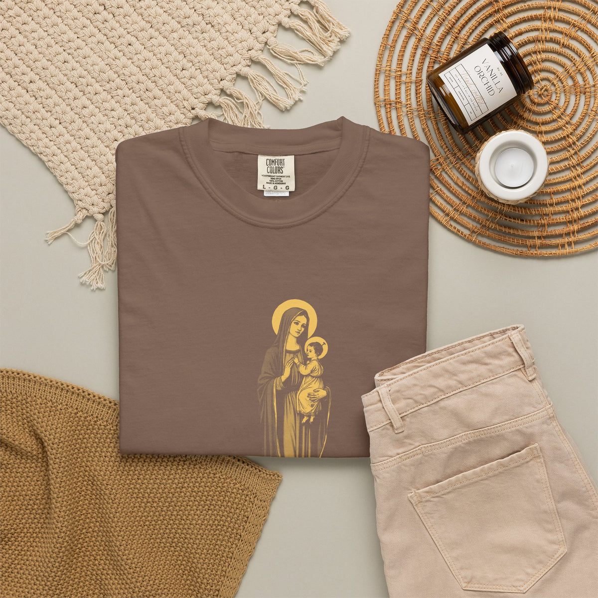 The Virgin Mary · “Ask your mother.” — Garment-Dyed One-Ink Tee