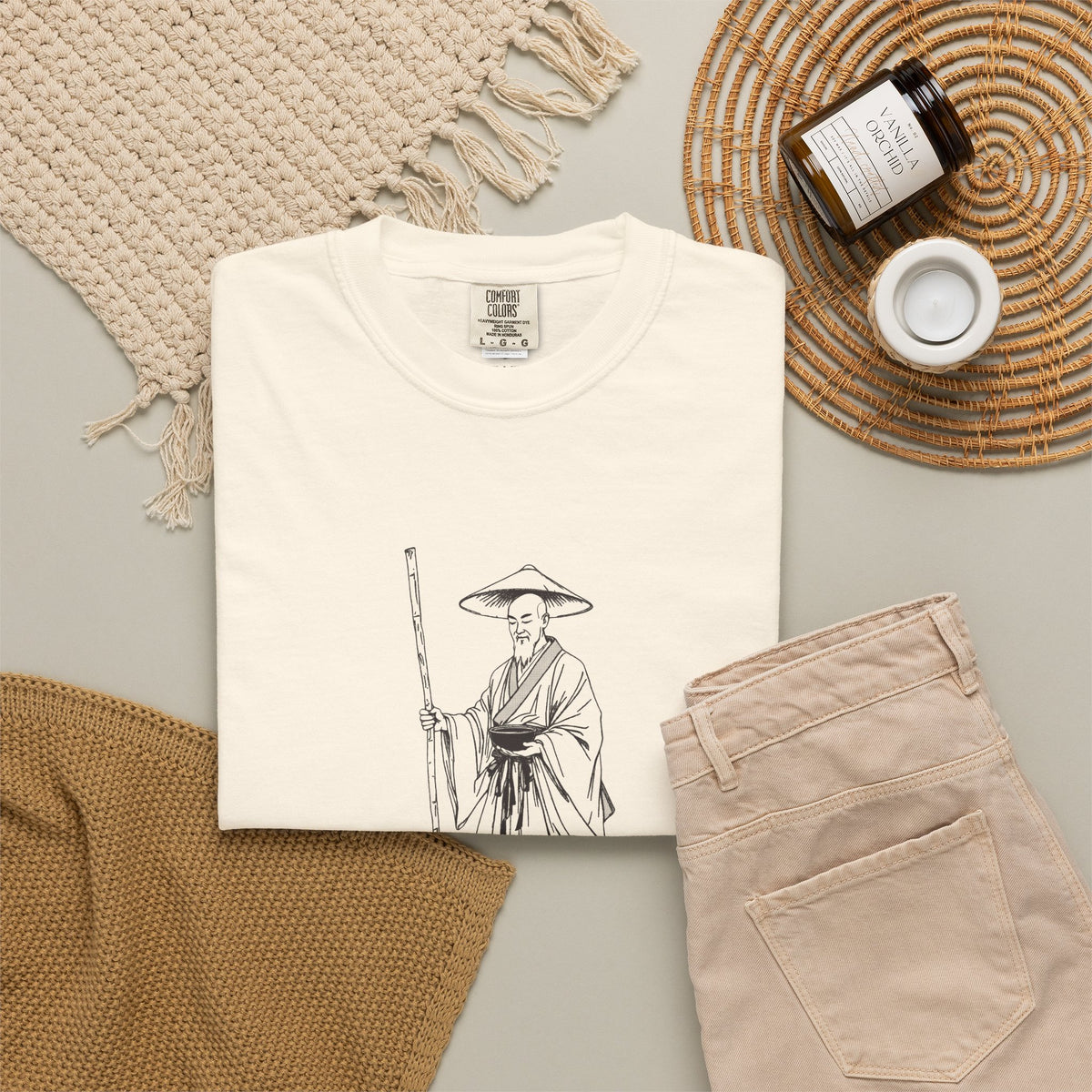 Kōbō Daishi · “Never walking alone.” — Garment-Dyed One-Ink Tee