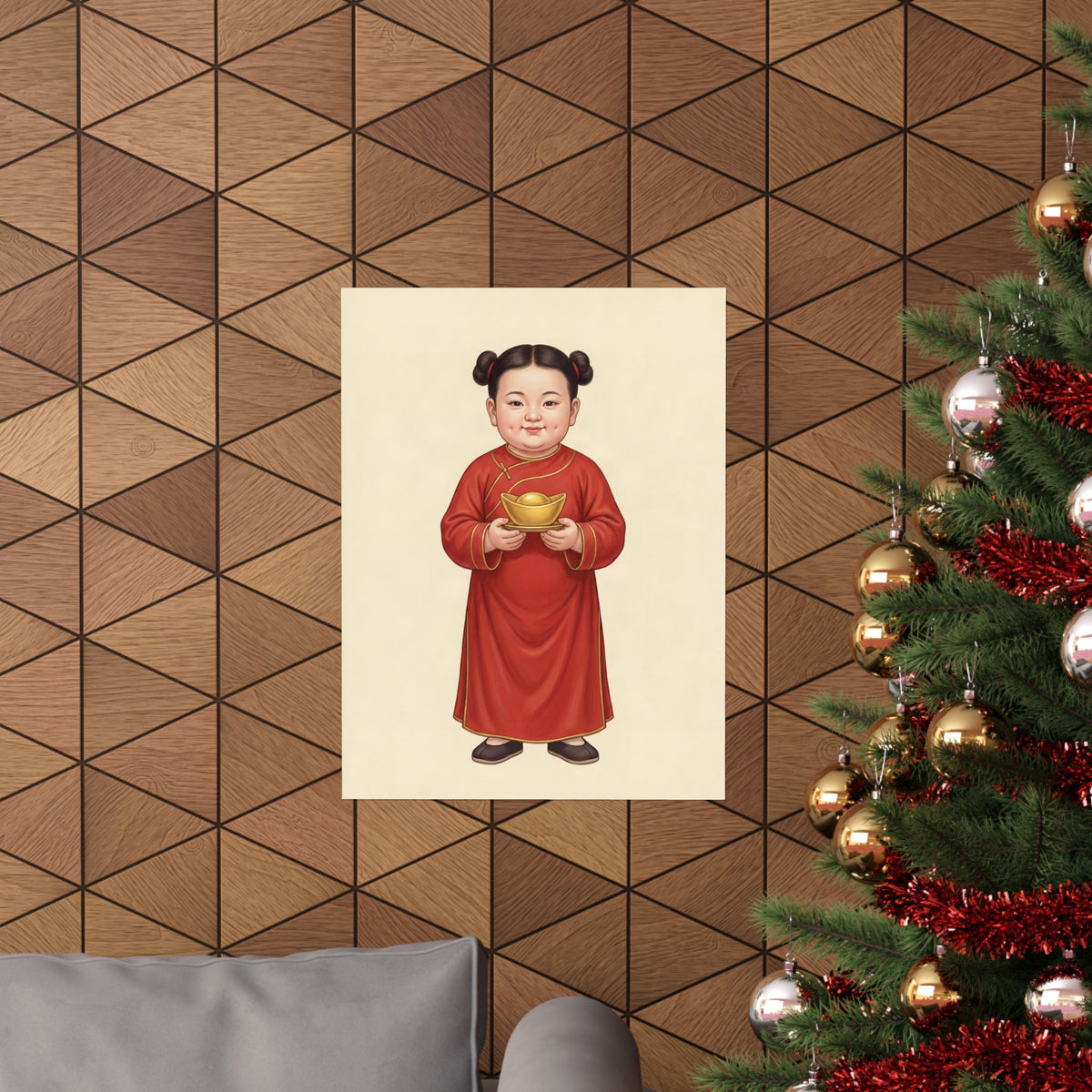 Jinbao Tongzi: Gold Ingot in Both Hands — Art Print