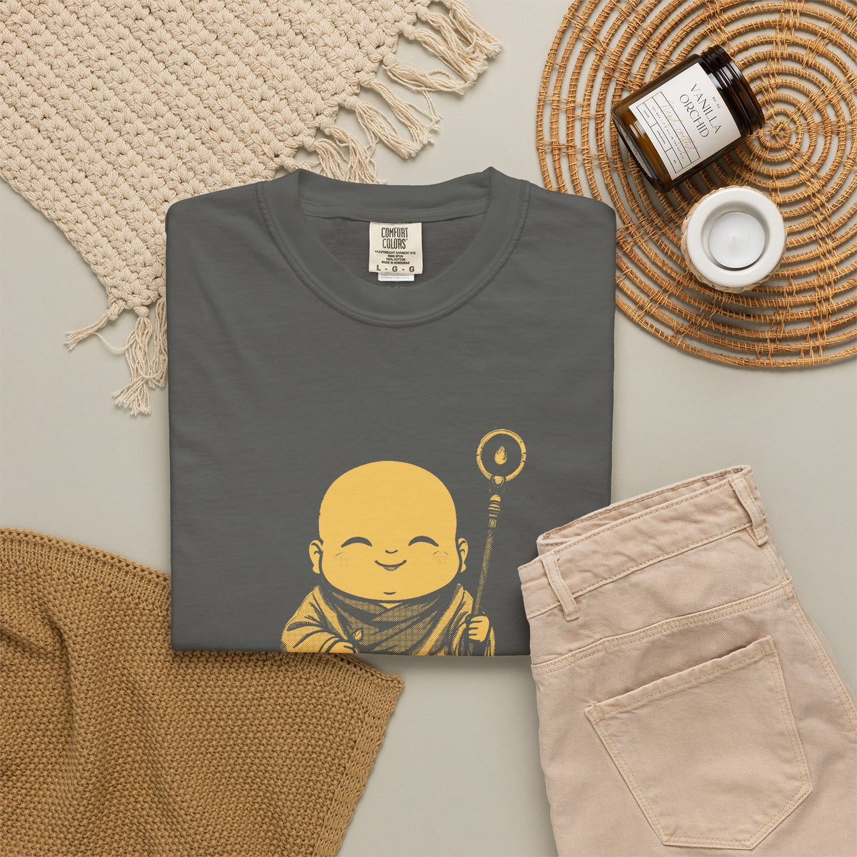 Jizō · “Travel buddy.” — Garment-Dyed One-Ink Tee