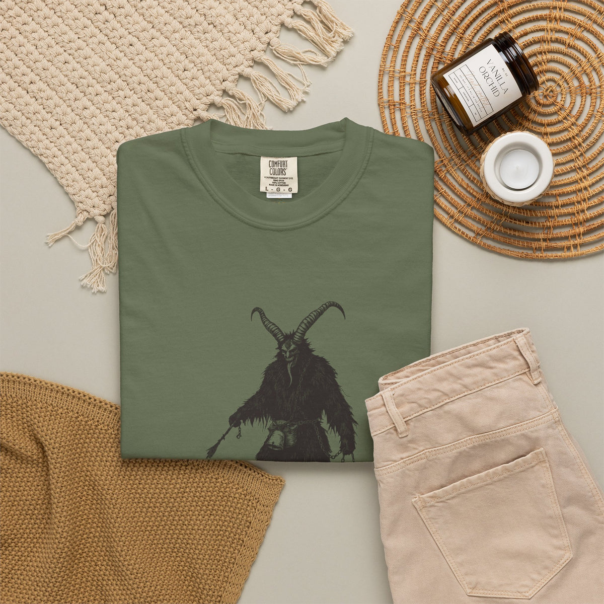 Krampus · “Mostly good this year.” — Garment-Dyed One-Ink Tee