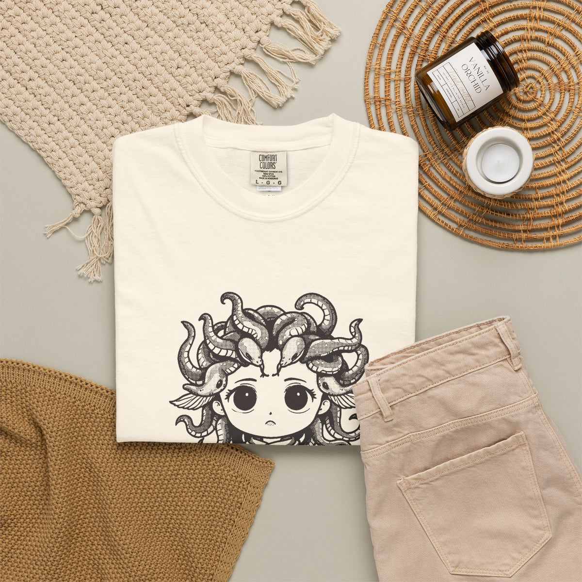 Medusa · “Look again.” — Garment-Dyed One-Ink Tee