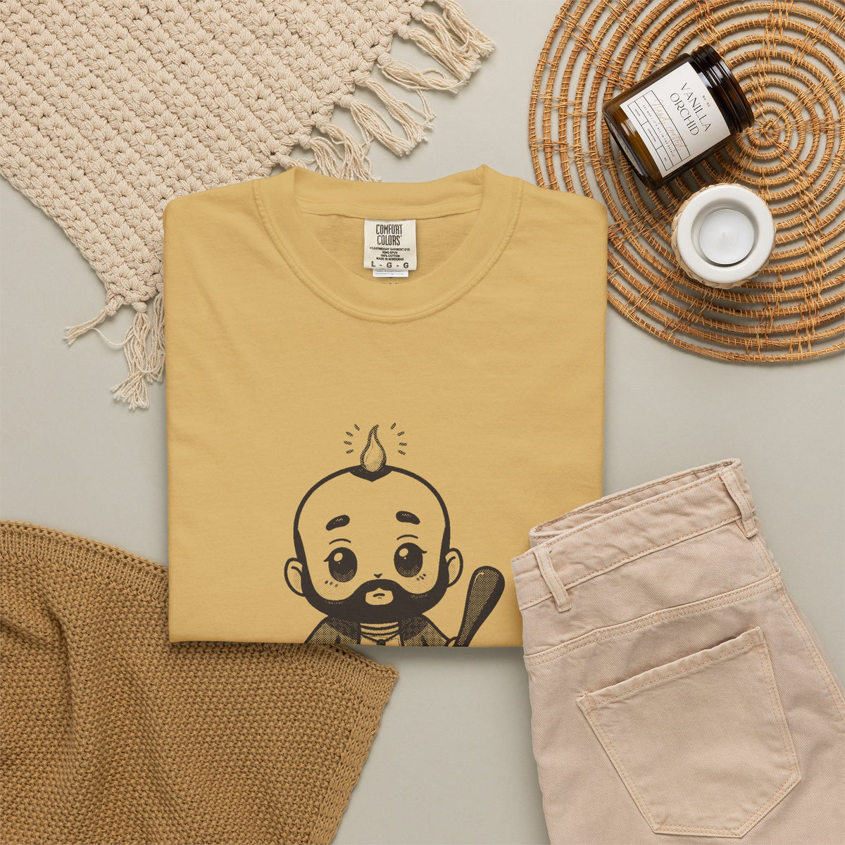 St Jude Thaddeus: Bearer of the Pentecost Flame — Garment-Dyed One-Ink Tee