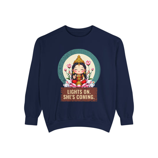Lakshmi: She of the Lotus — Garment-Dyed Sweatshirt