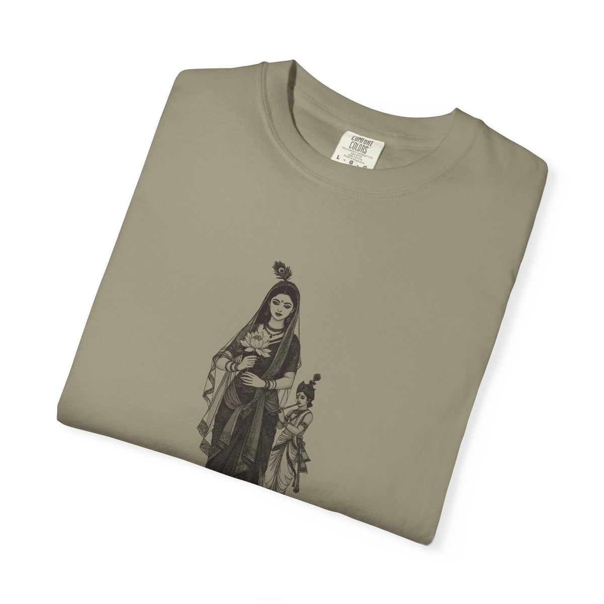 Radha · “Her name comes first.” — Garment-Dyed One-Ink Tee
