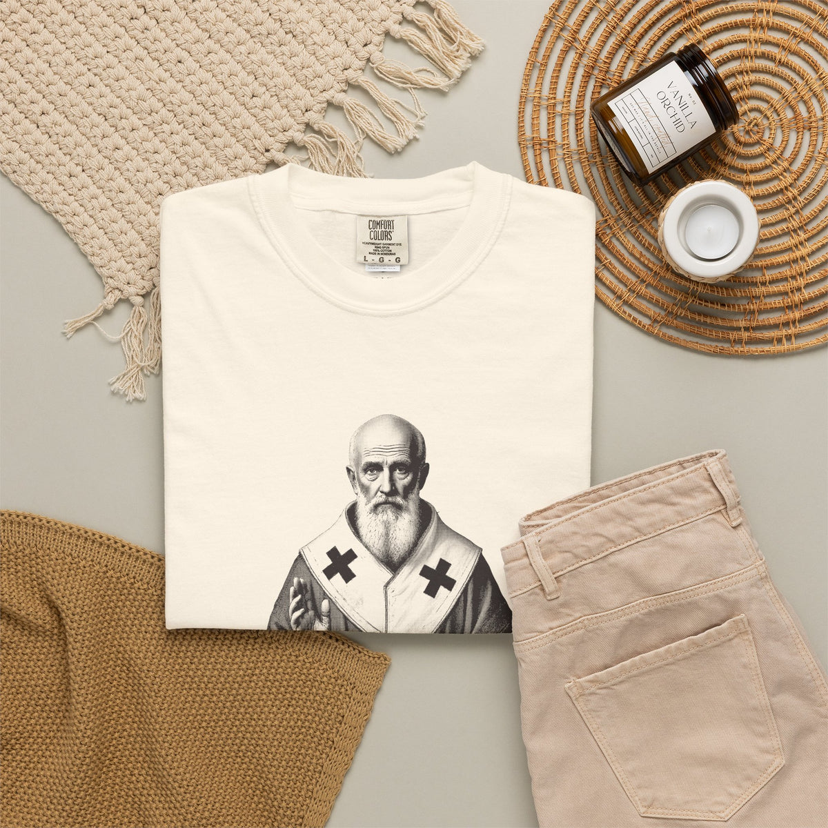 St Nicholas of Myra · “Give in secret.” — Garment-Dyed One-Ink Tee