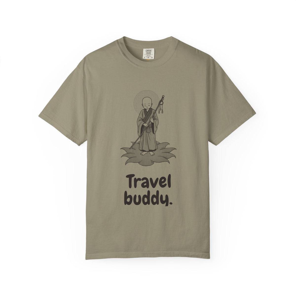 Jizō · “Travel buddy.” — Garment-Dyed One-Ink Tee