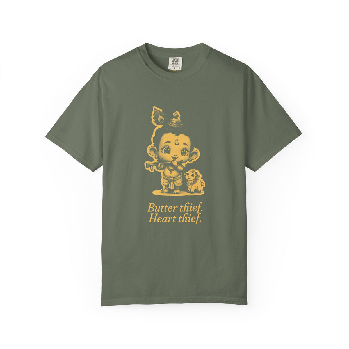 Krishna · “Butter thief. Heart thief.” — Garment-Dyed One-Ink Tee