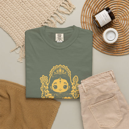 Durga · “Every god chipped in.” — Garment-Dyed One-Ink Tee