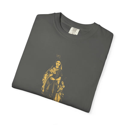 Radha · “Her name comes first.” — Garment-Dyed One-Ink Tee