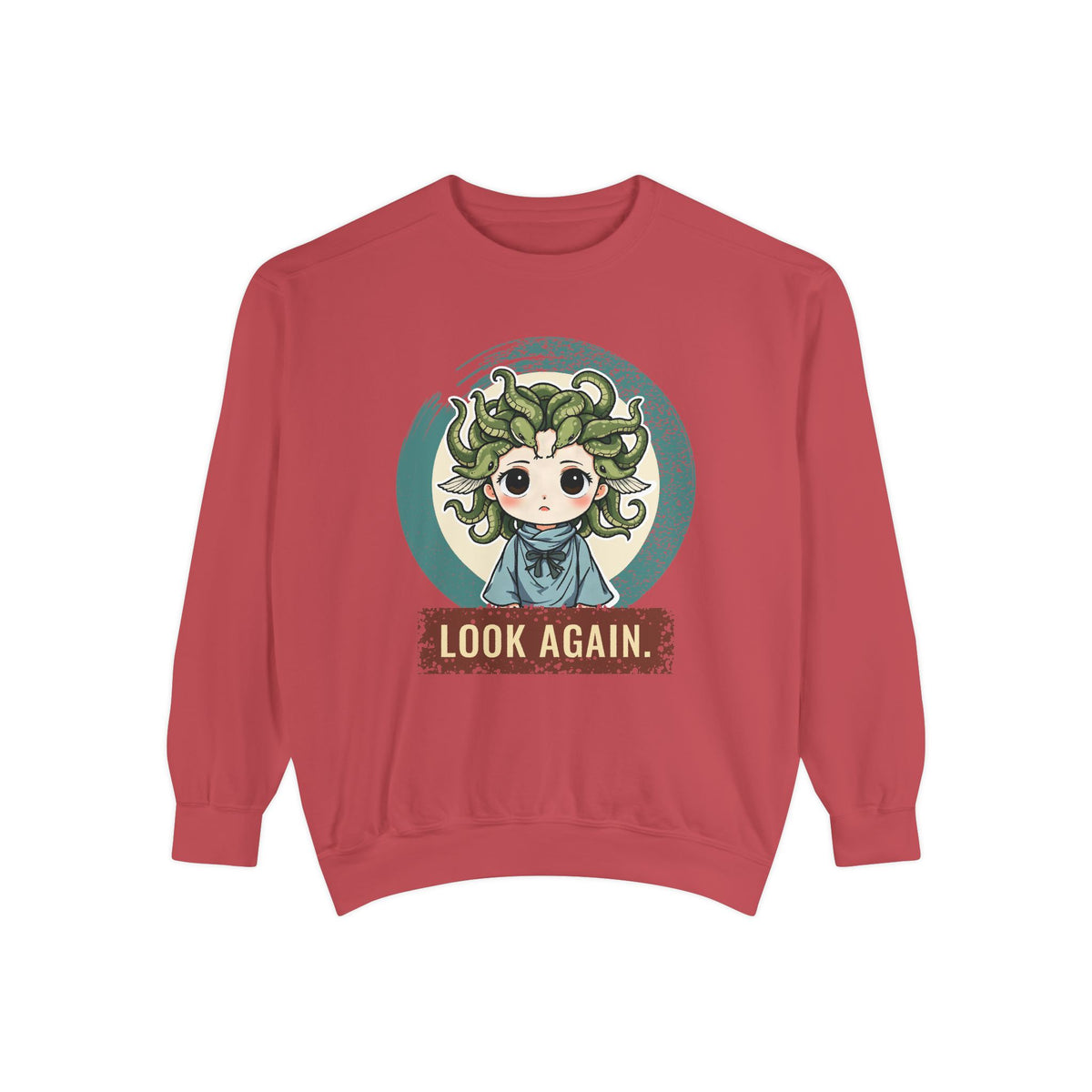 Medusa · “Look again.” — Garment-Dyed Sweatshirt