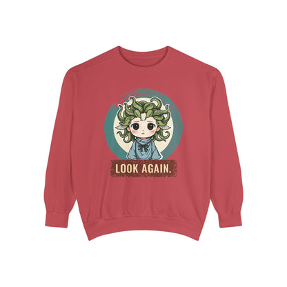 Medusa · “Look again.” — Garment-Dyed Sweatshirt