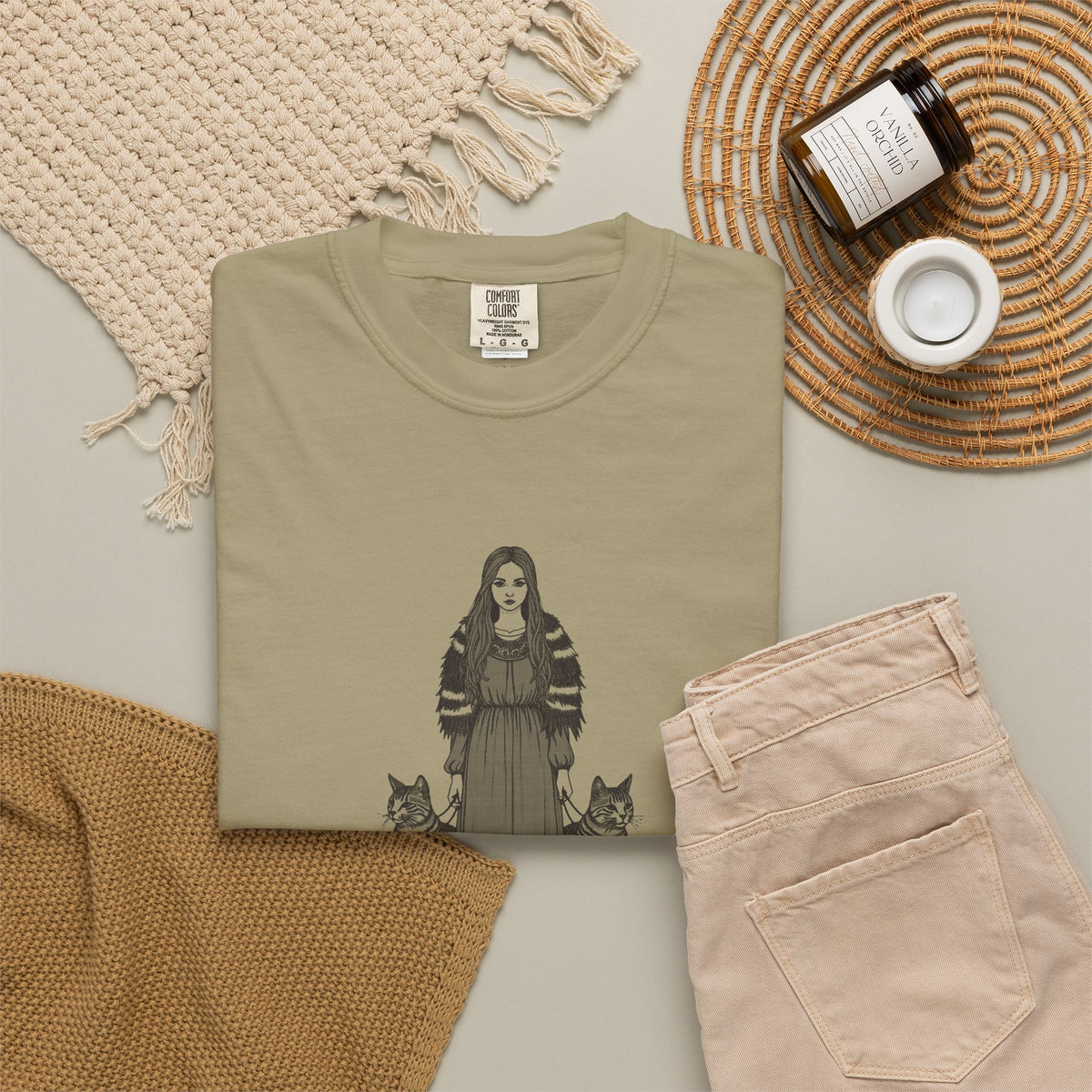 Freyja · “The original cat lady.” — Garment-Dyed One-Ink Tee