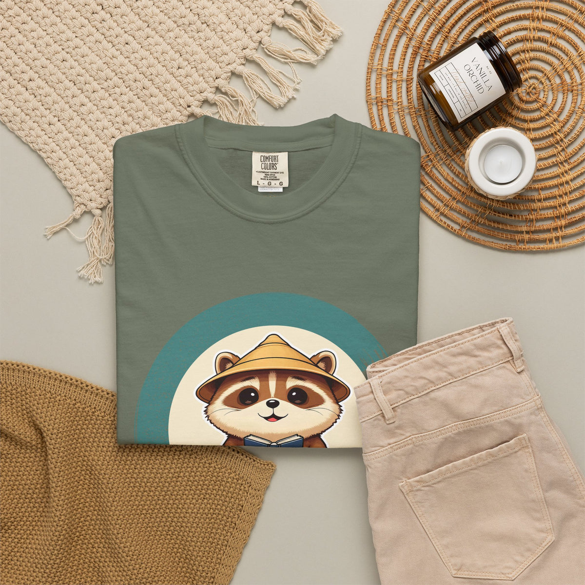 Tanuki: Lucky Greeter at the Shop Door — Garment-Dyed T-Shirt