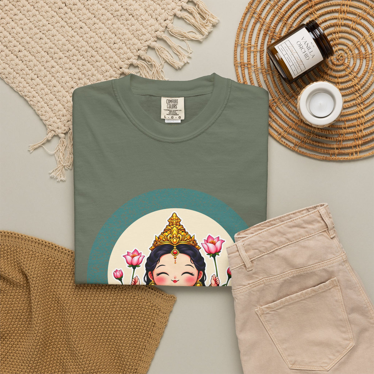 Lakshmi: She of the Lotus — Garment-Dyed T-Shirt