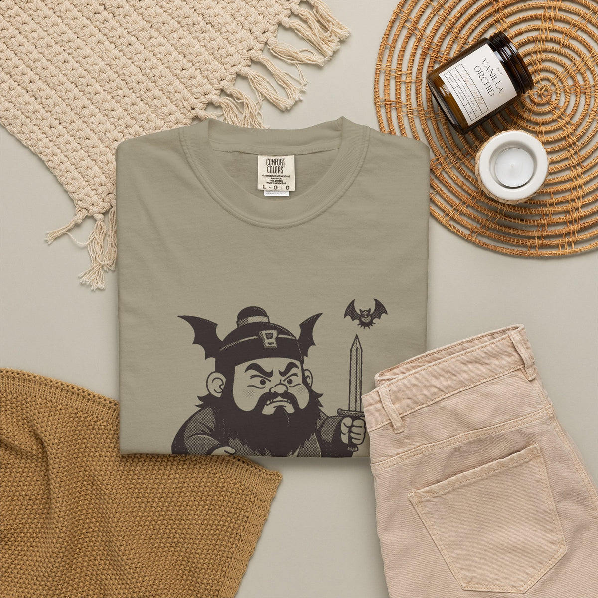 Zhong Kui: Bringer of the Five Blessings — Garment-Dyed One-Ink Tee