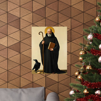 St Benedict of Nursia: The Raven and the Poisoned Loaf — Art Print