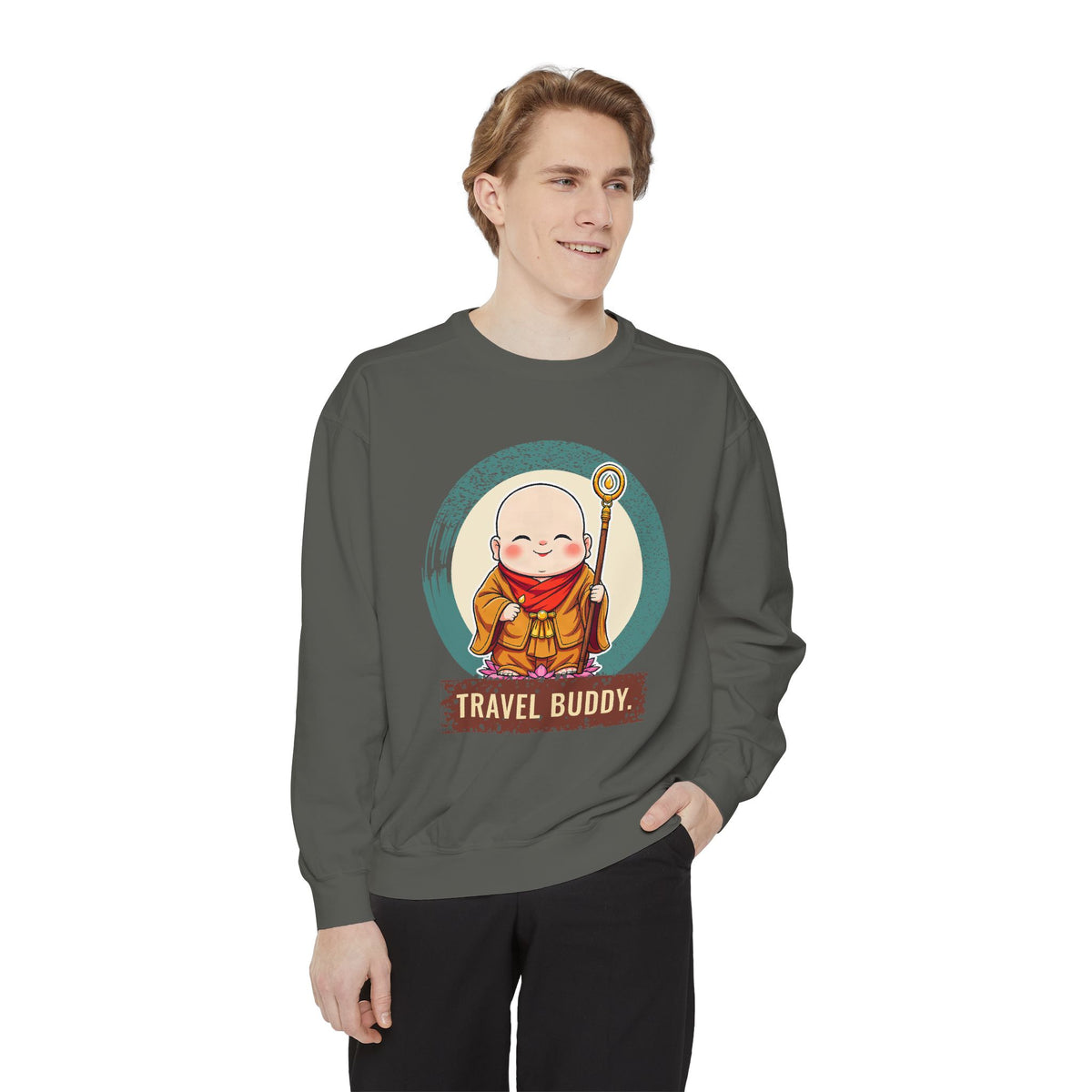 Jizō · “Travel buddy.” — Garment-Dyed Sweatshirt