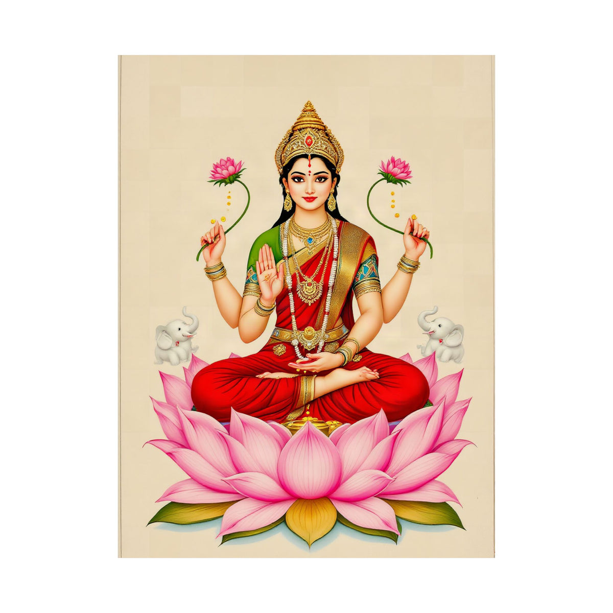 Lakshmi: Bathed by Elephants — Art Print