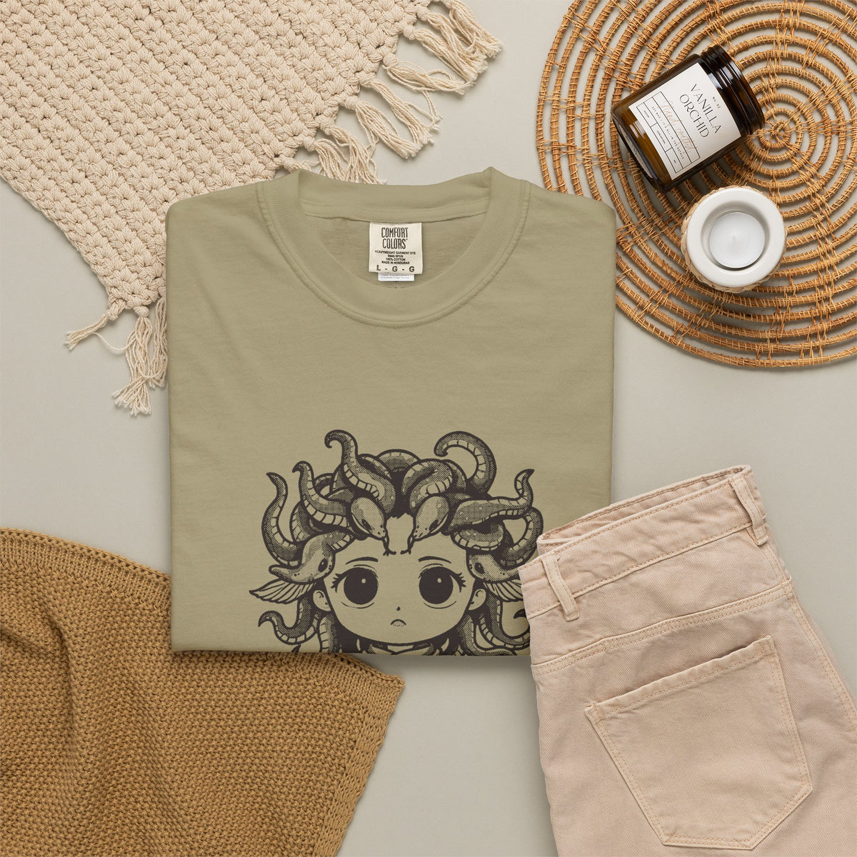 Medusa · “Look again.” — Garment-Dyed One-Ink Tee