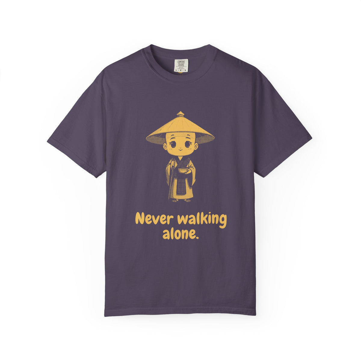 Kōbō Daishi · “Never walking alone.” — Garment-Dyed One-Ink Tee
