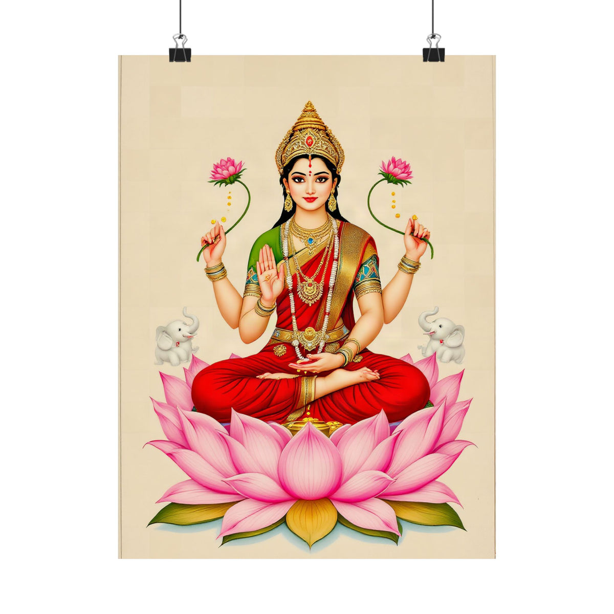 Lakshmi: Bathed by Elephants — Art Print
