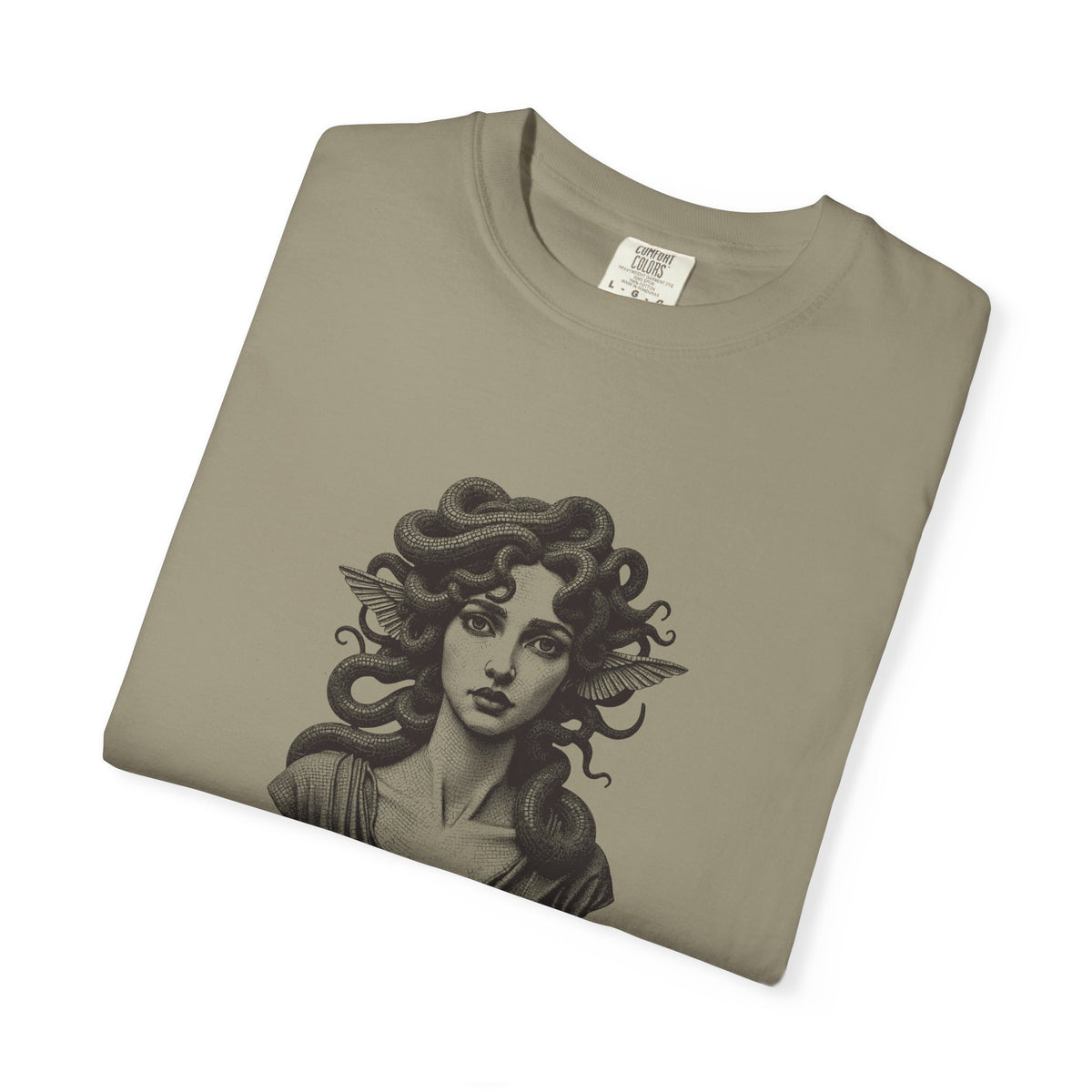 Medusa · “Look again.” — Garment-Dyed One-Ink Tee