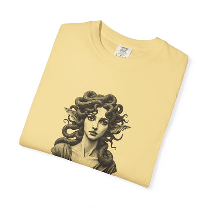 Medusa · “Look again.” — Garment-Dyed One-Ink Tee