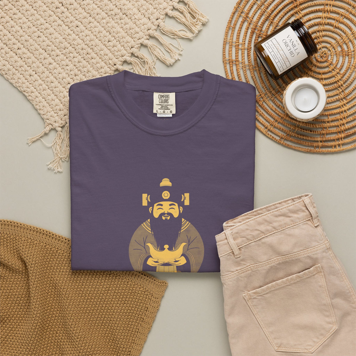 Caishen: The Civil God of Wealth — Garment-Dyed One-Ink Tee