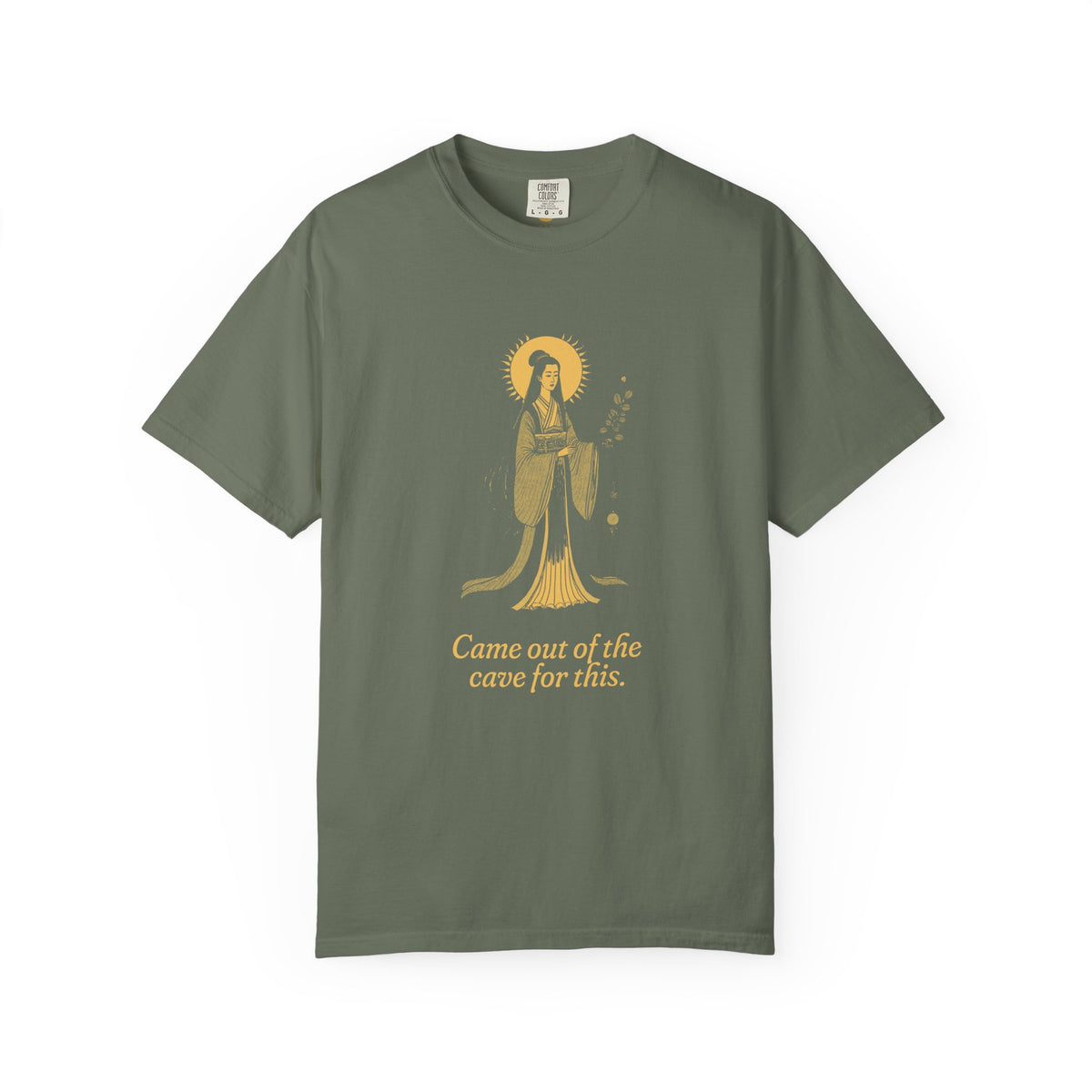 Amaterasu · “Came out of the cave for this.” — Garment-Dyed One-Ink Tee