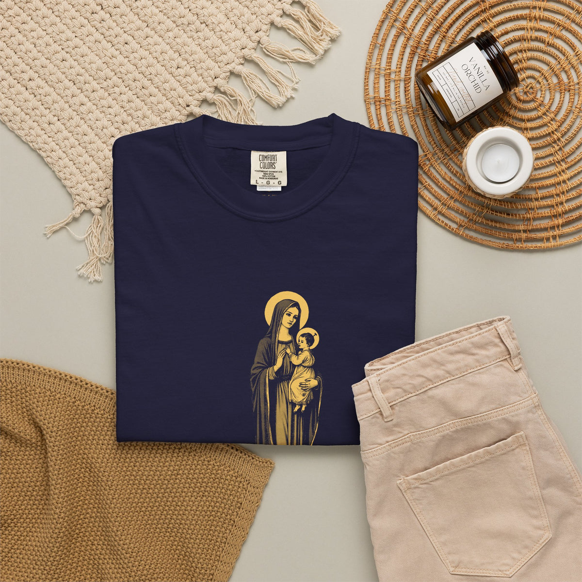The Virgin Mary · “Ask your mother.” — Garment-Dyed One-Ink Tee