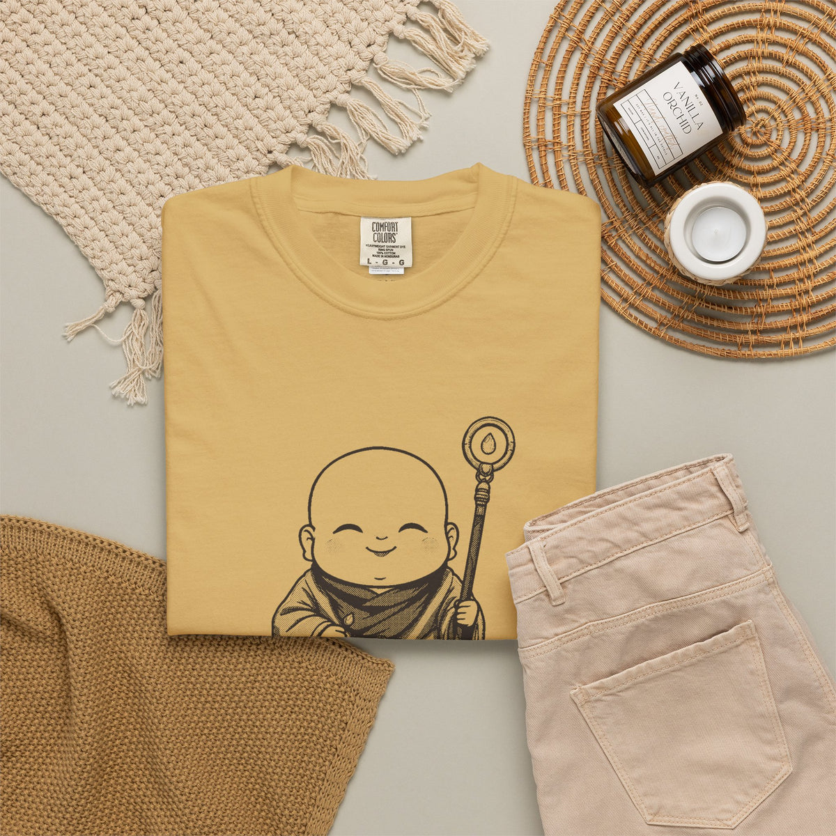 Jizō · “Travel buddy.” — Garment-Dyed One-Ink Tee