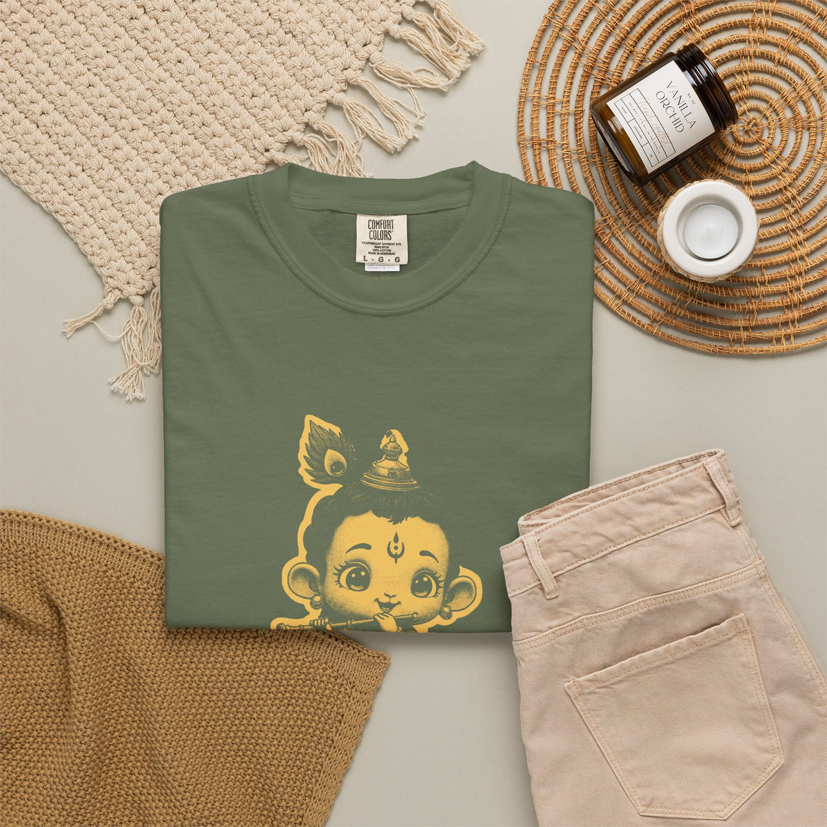 Krishna · “Butter thief. Heart thief.” — Garment-Dyed One-Ink Tee