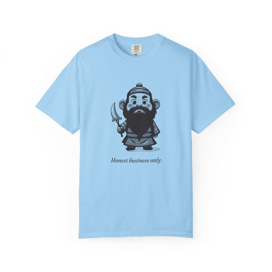 Guan Gong · “Honest business only.” — Garment-Dyed One-Ink Tee