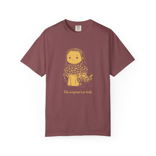 Freyja · “The original cat lady.” — Garment-Dyed One-Ink Tee