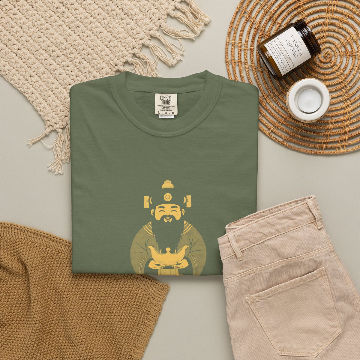 Caishen: The Civil God of Wealth — Garment-Dyed One-Ink Tee